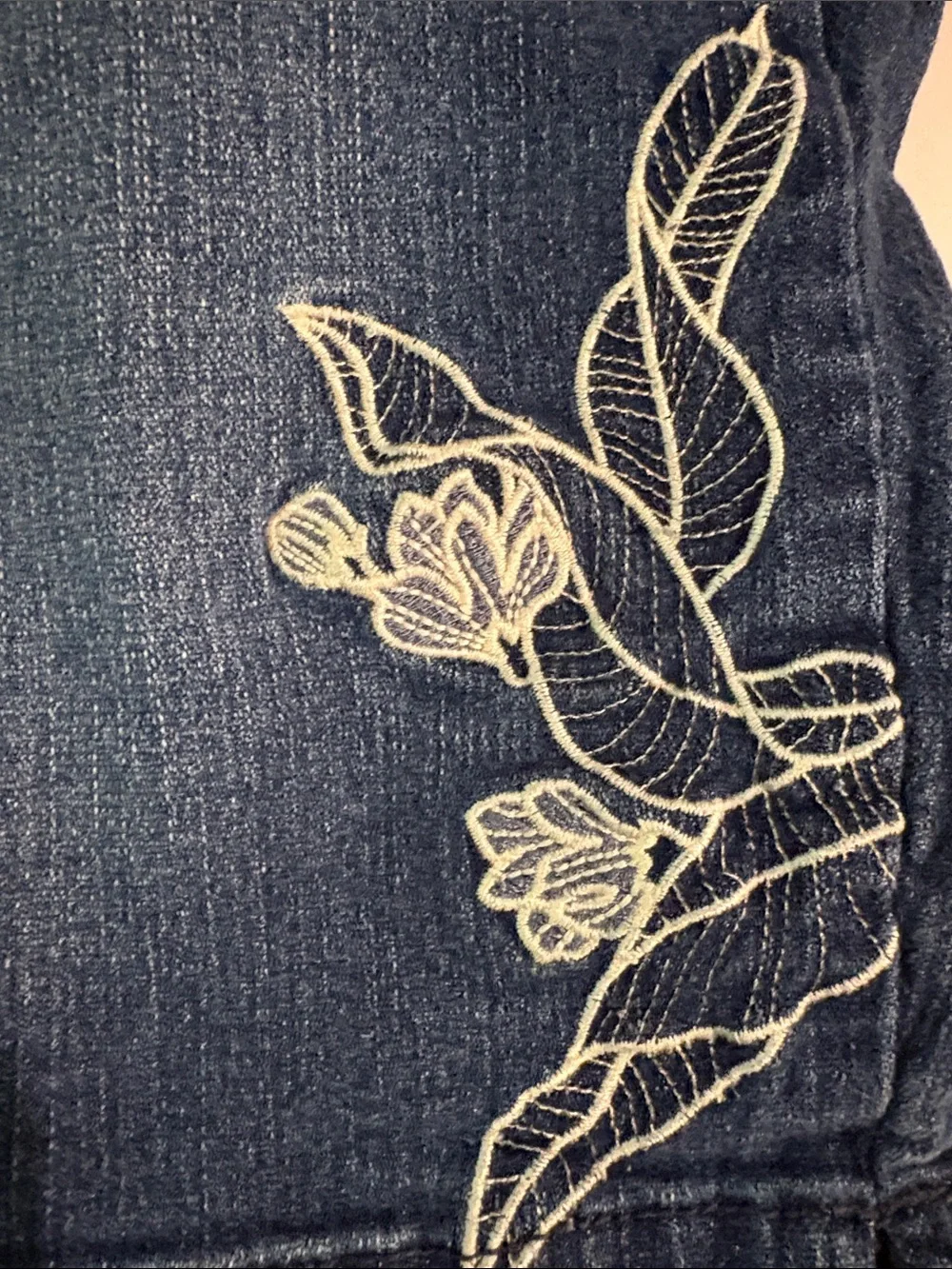 Westbound 12P Embroidered Denim Bermuda Shorts Floral Cottagecore Boho